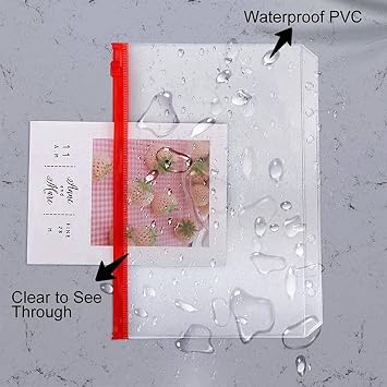 Folder For School Aasjbofa Binder Pockets A5/ A6 Binder Loose Leaf Bag Clear Zipper Folders For6- Ring Notebook Binder Pouch Document Filing Bags Folder For Office(12Pack-A5Size)