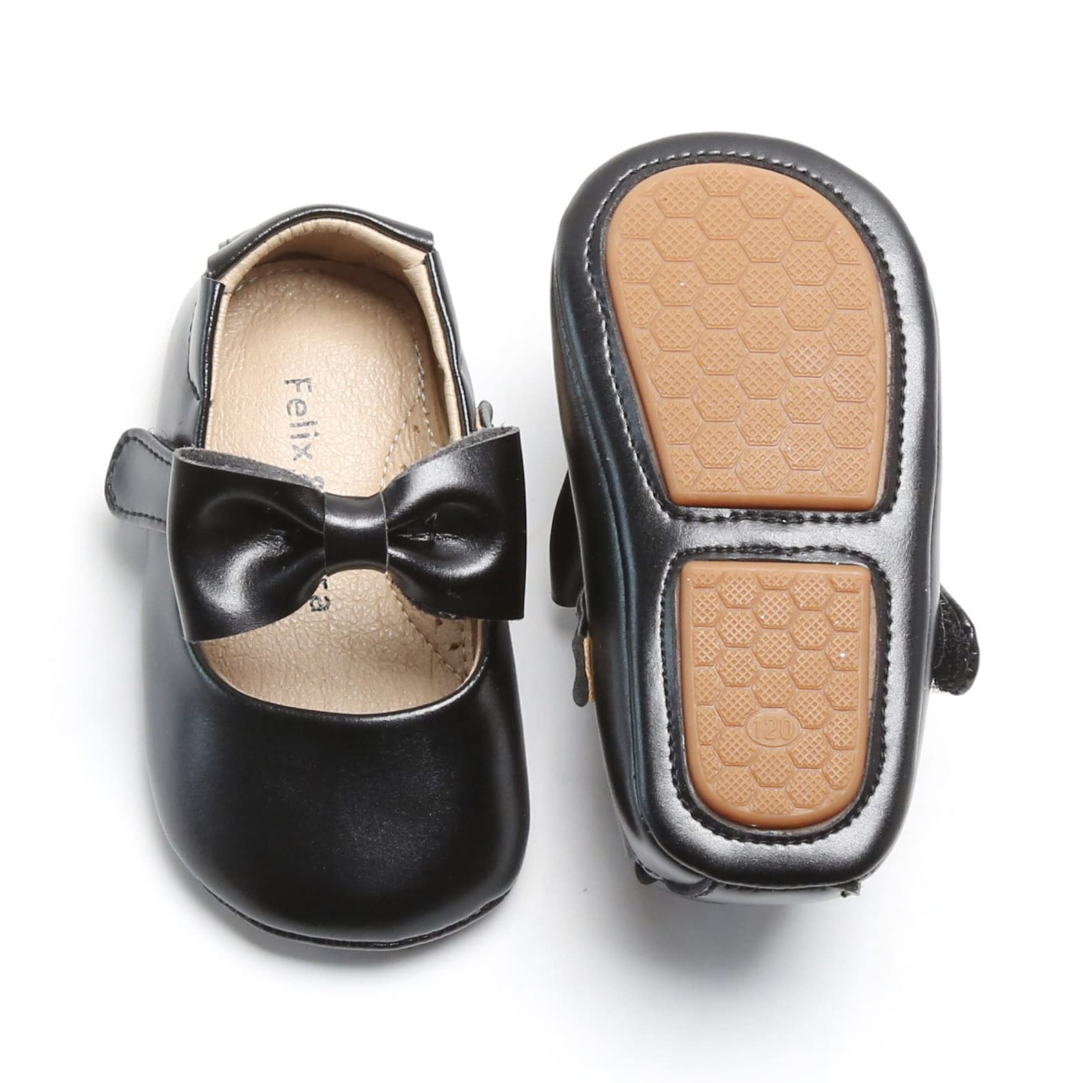 Soft Sole Leather Black Baby Shoes - Infant Baby Walking Shoes Moccasinss Rubber Sole Crib Shoes(Black,2.5-3 Years Toddler)