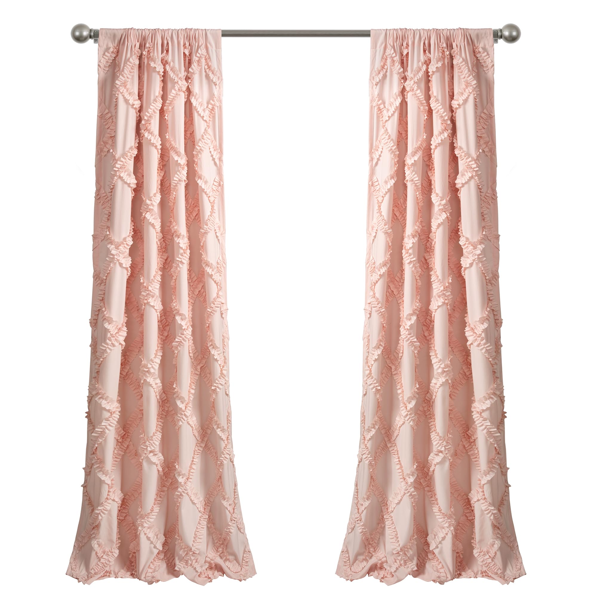 Lush Decor, Paire de Rideaux texturés à Volants en Diamant pour Salon, Salle à Manger, Chambre à Coucher 213,4 x 137,2 cm
