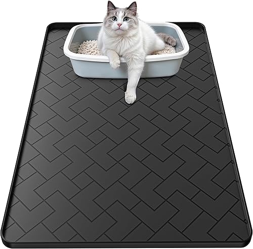 Miniatura 9 de Alfombrilla de silicona para arena de gatos para caja de arena de 24" X 15" - Alfombrilla para atrapar arena de gatos fácil de limpiar, impermeable,