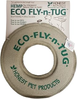 Eco‑Fly‑N‑Tug Small Dog Toy – 6" Toss & Tug Toy for Gentle Play – Handmade in USA with Natural Hemp Canvas & Wool – Lightweight, Floats, Lead‑Free Ink, Great for Small Breeds