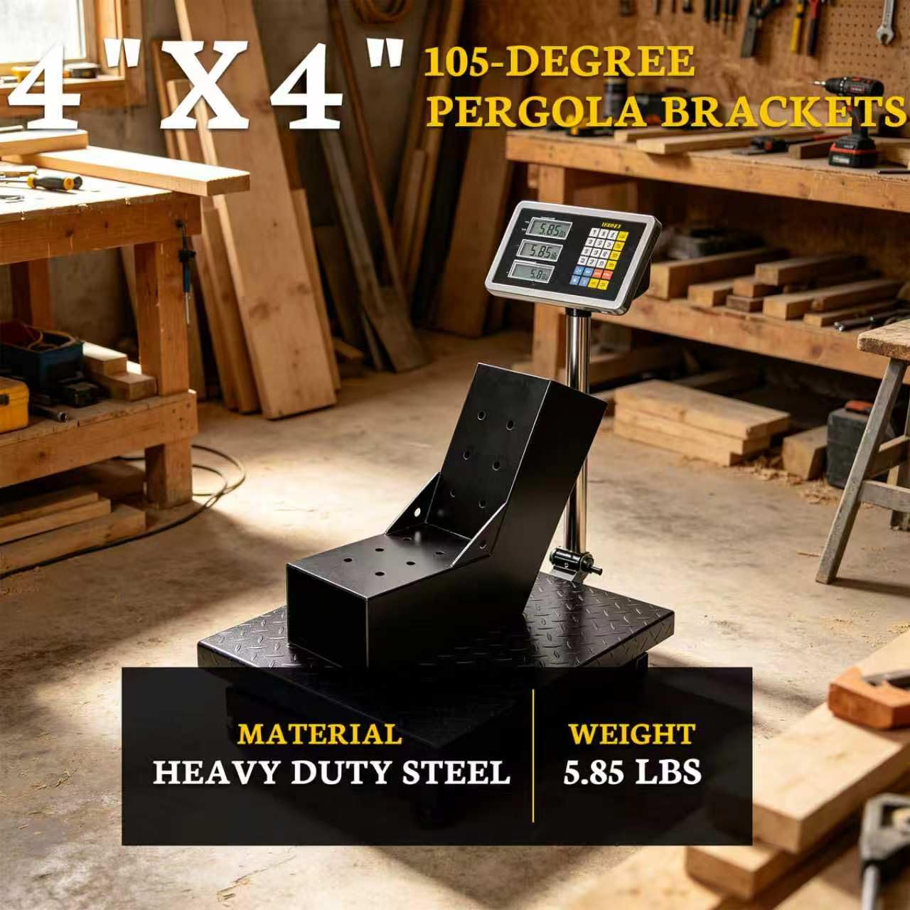 Soporte de pegola de 2 vías de 30 grados, soportes de techo inclinados de calibre 13 para madera de 4 x 4 pulgadas (real: 3.5 x 3.5 pulgadas), soportes de poste inclinados de carpintería para