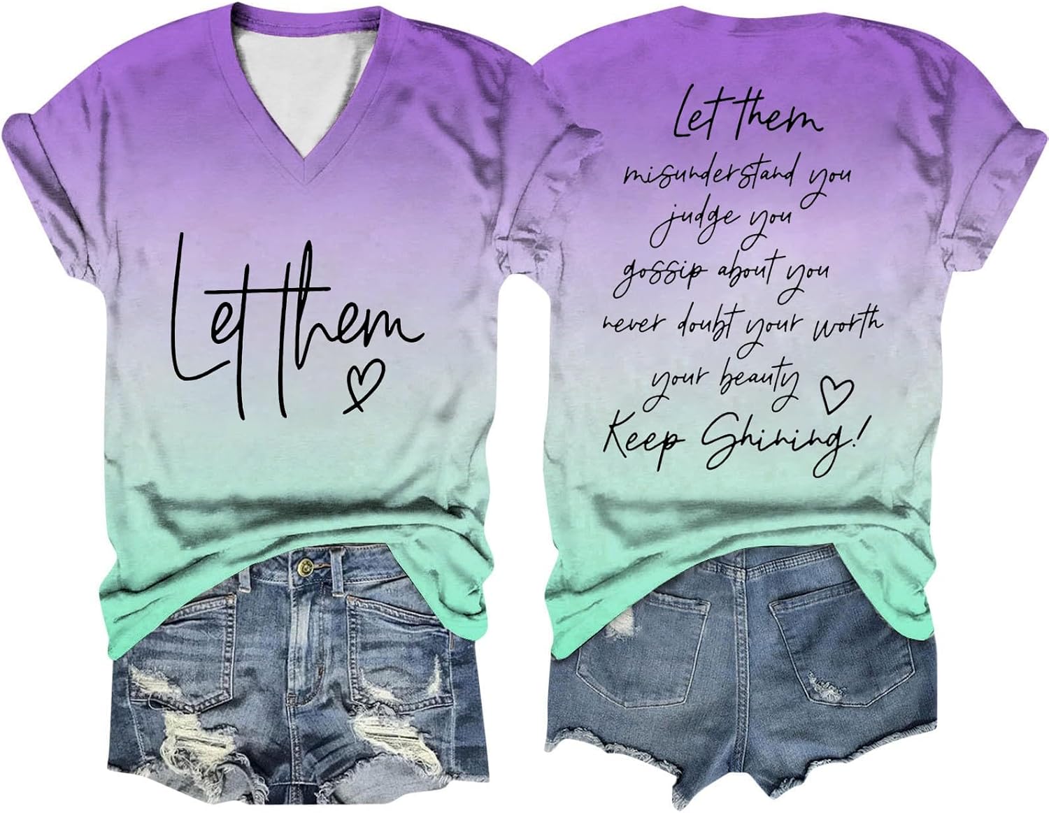 Let Them Shirt V Neck Let Them Misunderstand You T-Shirt Mental Health Shirt for Women Inspirational Graphic Tees