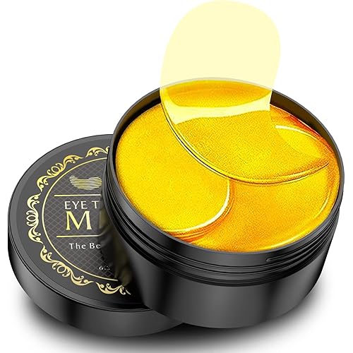 24K Gold Under Eye Patches - 60 Pack for Puffy Eyes, Dark Circles, Bags & Wrinkles with Collagen & Hyaluronic Acid - Eye Care Pads for Daily Skincare