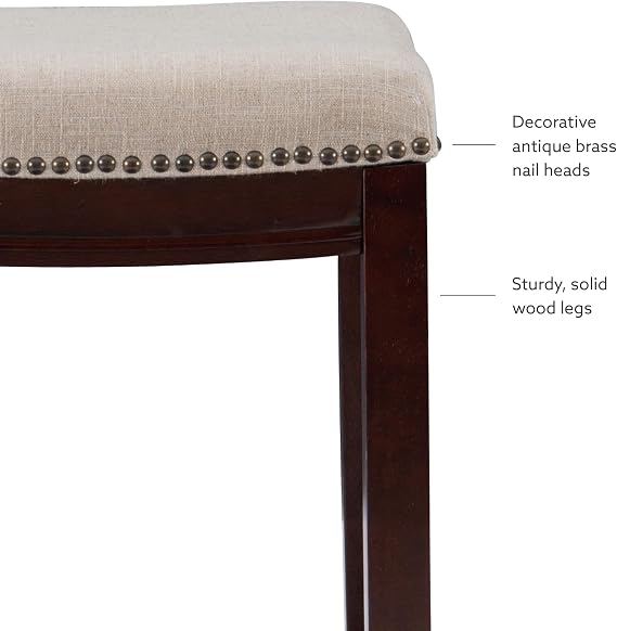 Linon Harper Beige & Dark Walnut 24 Counter Stool, Beige/Dark Walnut (98325WAL-01-KD)