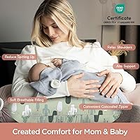 Vista 4 de Little Grape Land - Almohada de lactancia para bebés, almohada de apoyo para bebés, alimentación con biberón, tiempo boca abajo, con funda lavable a