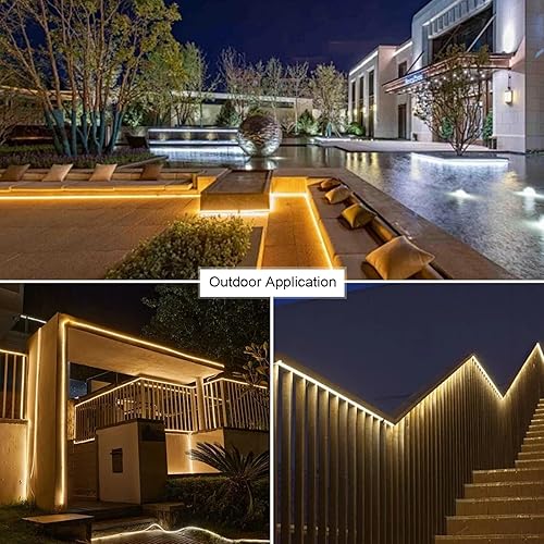 Miniatura 7 de Tira de luces LED para exteriores, 110 V, cortable, 6.56 pies6.6 ft, impermeable, 3500 K para interiores y exteriores, aleros, jardines traseros,