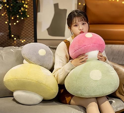 Miniatura 5 de Cojín encantador de hongos, cojín para el hogar, sala de estar, sofá, decoración de felpa (13.7 pulgadas, verde)