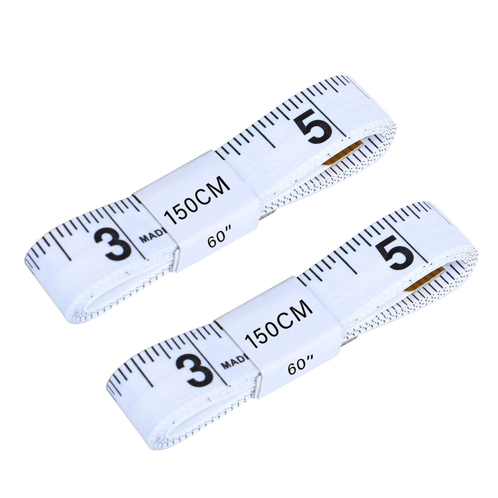 Alinana 2 Pieces - 60 Inch/1.5 m Tape Measure Soft Tape Measure Body Measure Tape for Sewing Body Circumference White Tape Measure Body for Tailors Craftsmen and Households