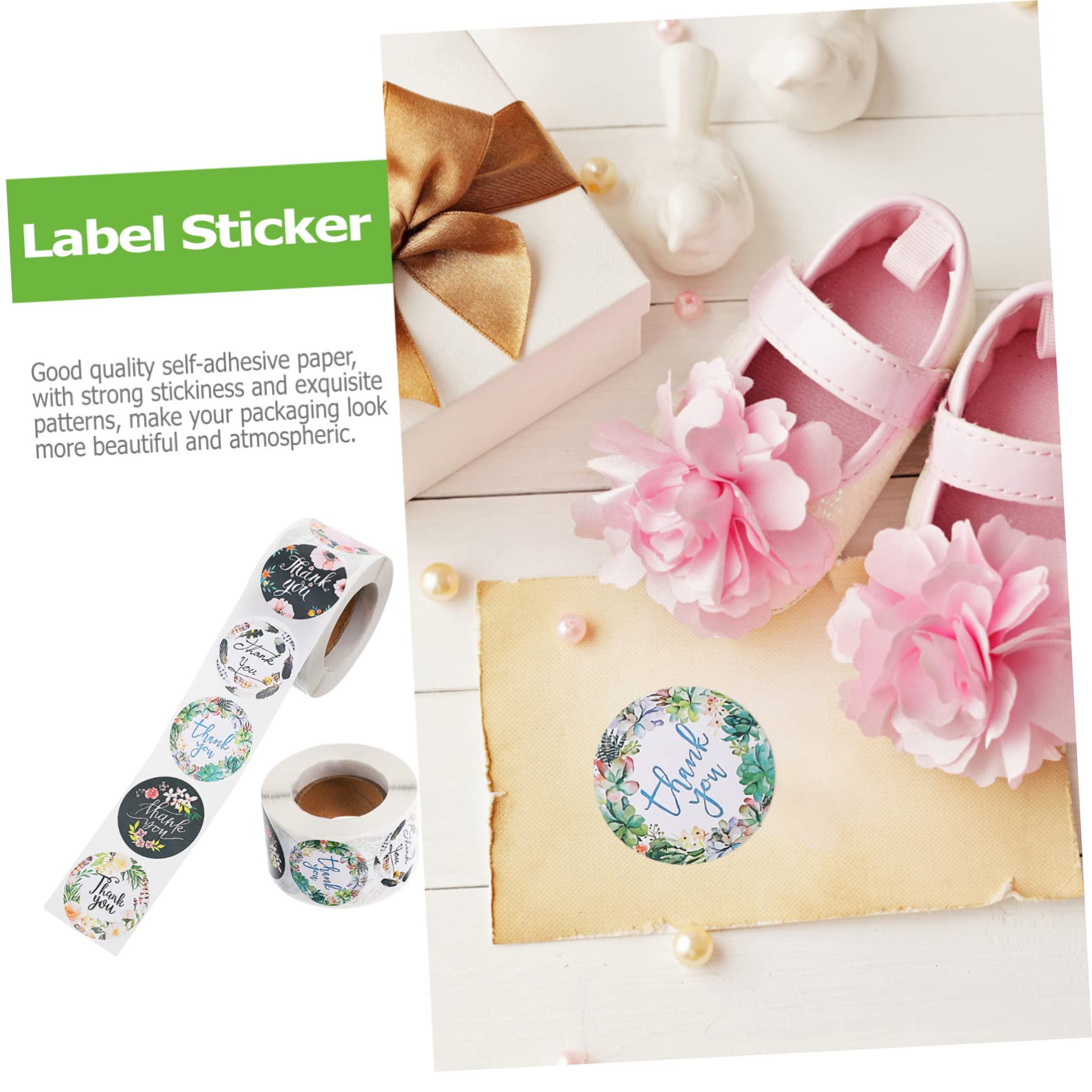 4rotoli Adesivi Ringraziamento Per Sacchetti Confezione Stickers Design Elegante Per Feste e Regali Perfetti Per Decorare e Personalizzare Eventi Speciali