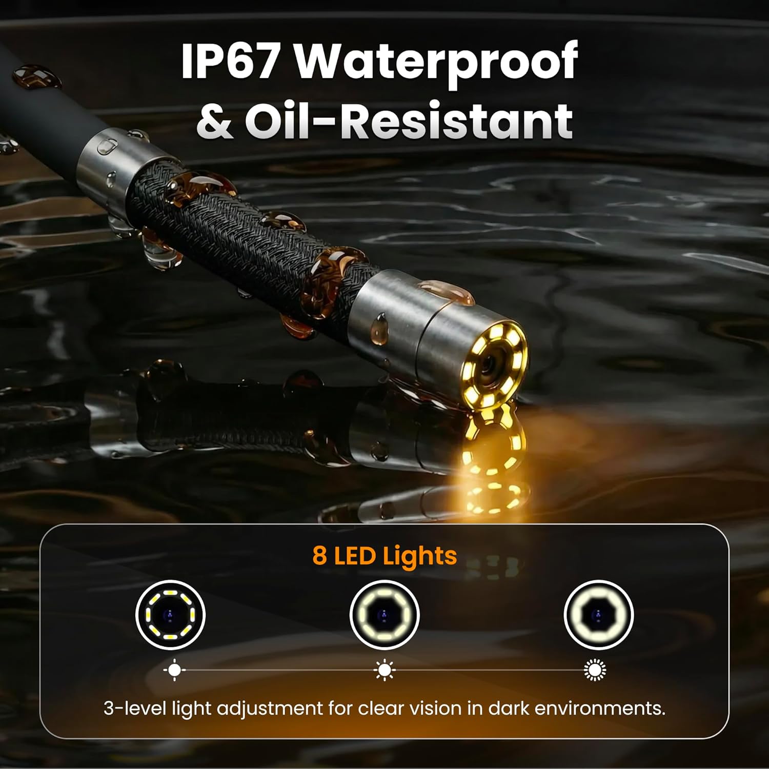 UW19-MP60 Two-Way Articulating Borescope with Light, 6mm Inspection Camera for iPhone & Android, Type-C & Lightning Compatible Flexible Snake Camera for Automotive Engine Inspection, 3.3FT