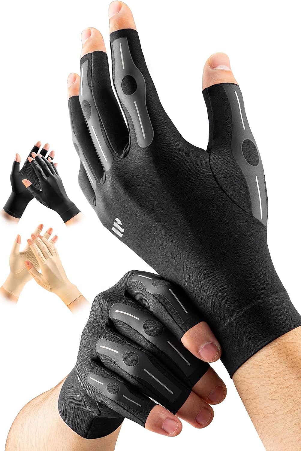 WHCOOL Targeted Compression Arthritis Gloves for Women Men, M, Black
