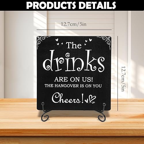 Miniatura 2 de Letrero de bar, decoración de mesa de bar, The Drinks Are on Us! Cheers! Regalos para colegas, jefes y mejores amigos, decoración de pubs,