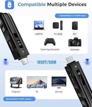 Beyn Wireless HDMI Transmitter and Receiver,2026 Upgraded LED Display,4K Decode & 1080P Output,Plug and Play Wireless HDMI Extender,Compatible with PC/Laptop/Camera/HDTV/Projector/TV Box