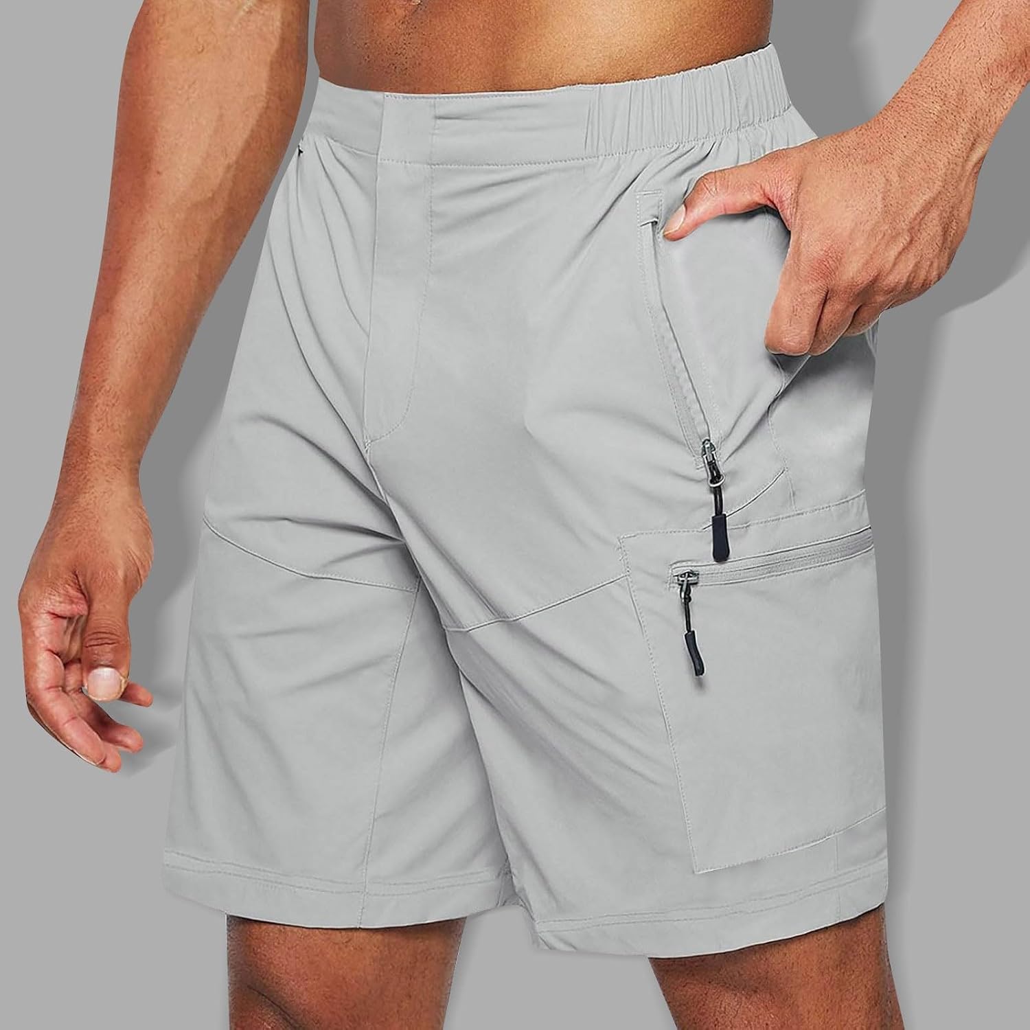 Men's Cargo Work Shorts Causal Workout Flat Front Shorts with Pockets Hiking Pants, M-3XL