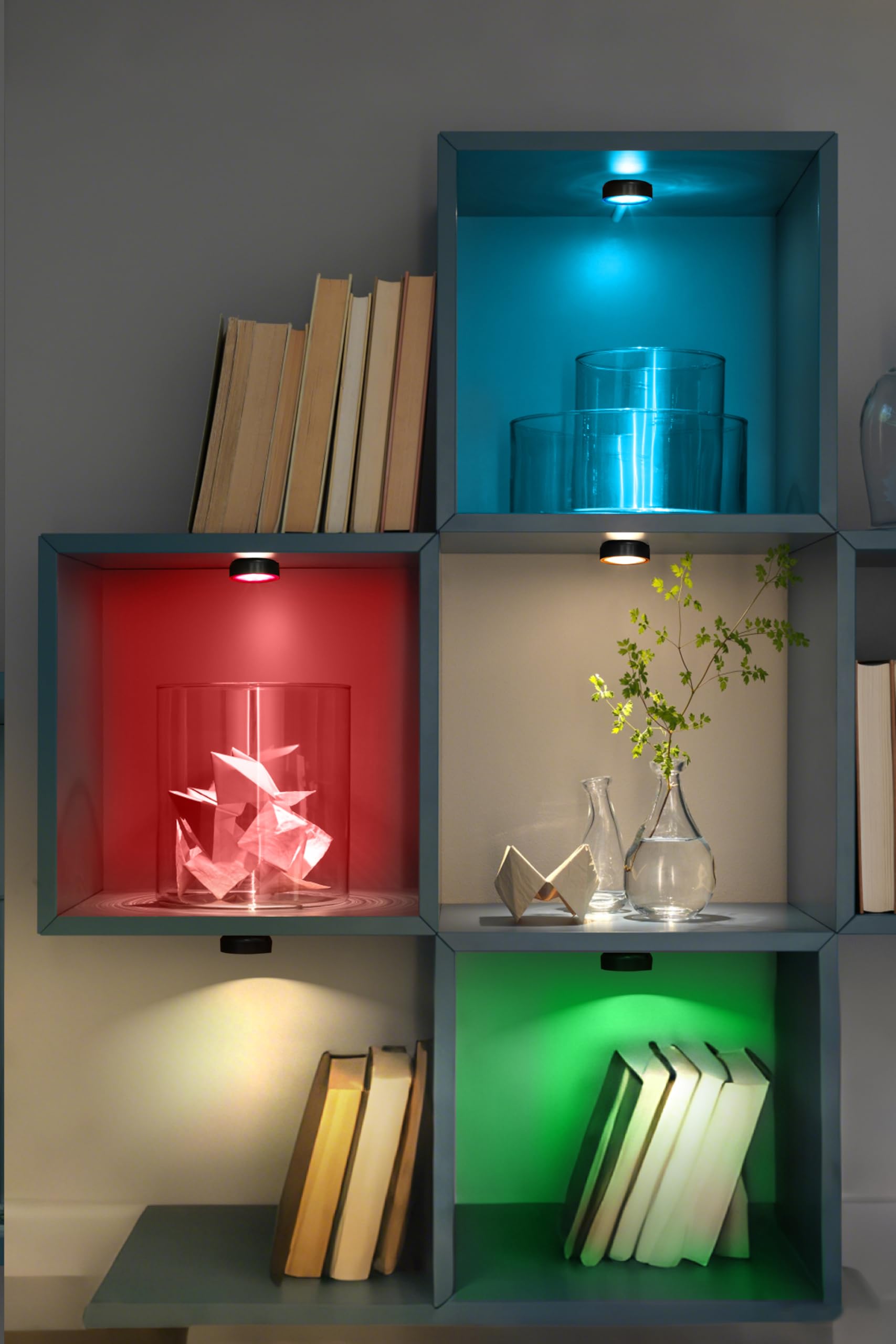 Bilderleuchte Kabellos 4er Set - 18 Stunden Akkulaufzeit, RGB und Warmweiß Licht, Timer-Funktion, Mit Fernbedienung, USB-C Wiederaufladbar, Integrierter Akku, Wohnaccessoires (Schwarz)