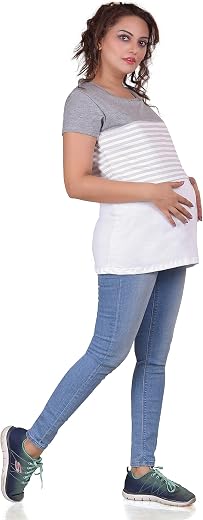Hriday Fashion Women's Hoisery Maternity/Breastfeeding Top/Long Top with Zippers for PRE and Post Pregnancy (TP02)