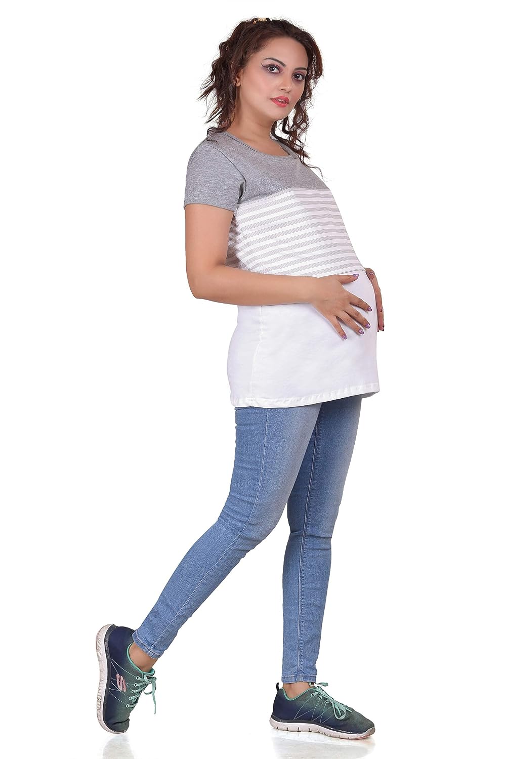 Hriday Fashion Women's Hoisery Maternity/Breastfeeding Top/Long Top with Zippers for PRE and Post Pregnancy (TP02)