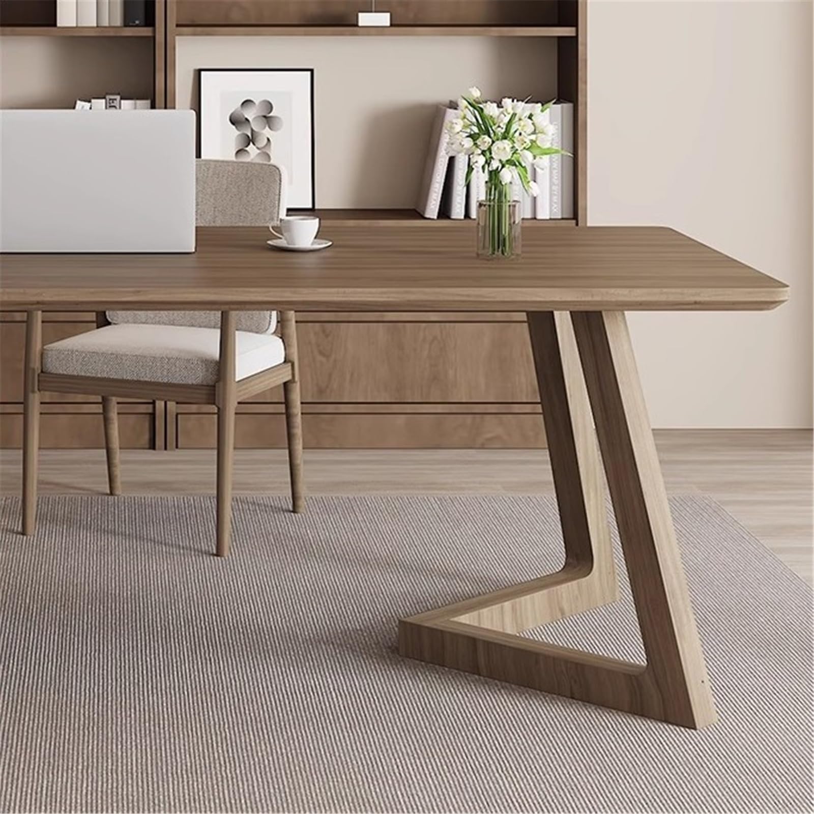 Acrittura Scrivania moderna in legno massello, scrivania rettangolare, postazione di lavoro(L)