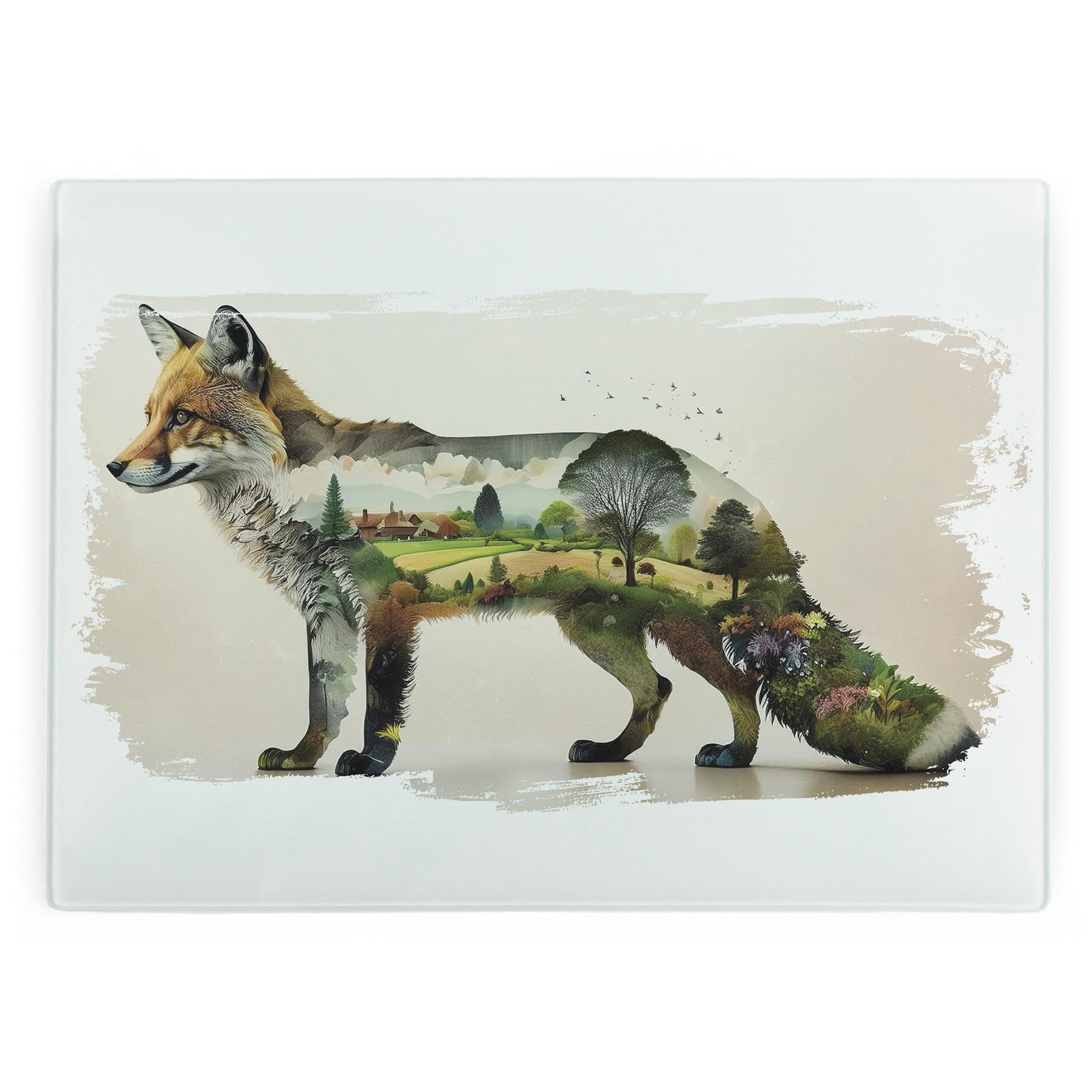 Planche en verre paysages et animaux de la campagne pour cuisine