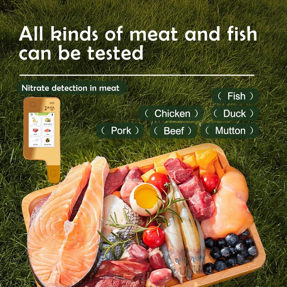 Greentest 6 in 1 potrable Food Nitrate Tester, High Accuracy Radiation Detector Geiger Counter Water Quality Meter TDS Hardness PPM Analyzer Dosimeter for Vegetable, Fruit, Meat, Fish, Water