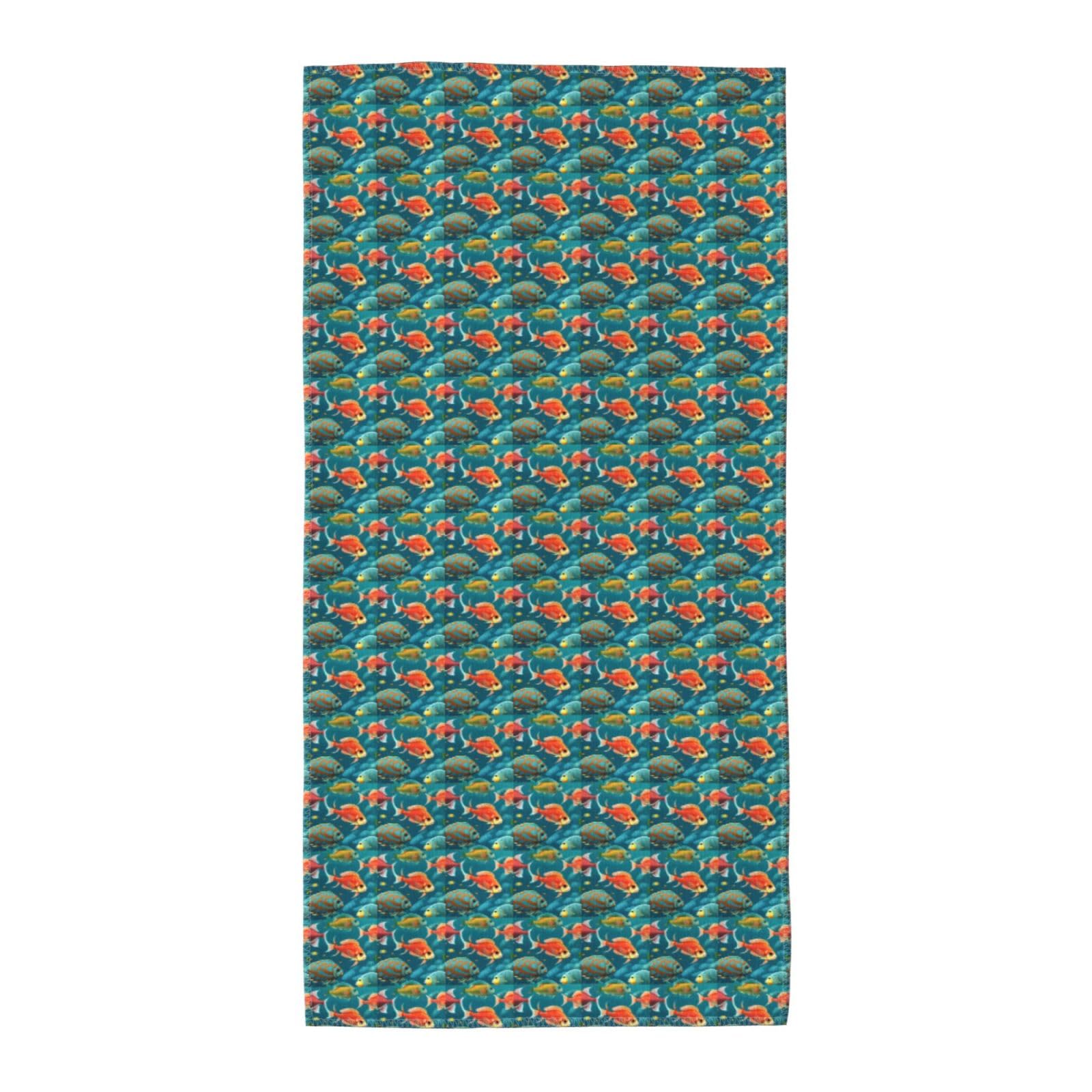 Oazcvbnn Unisex Black Ocean Underwater Fish Print Extra Long Beach Towel Soft Comfortable Quick-Dry Gym Hiking Picnics Swimming