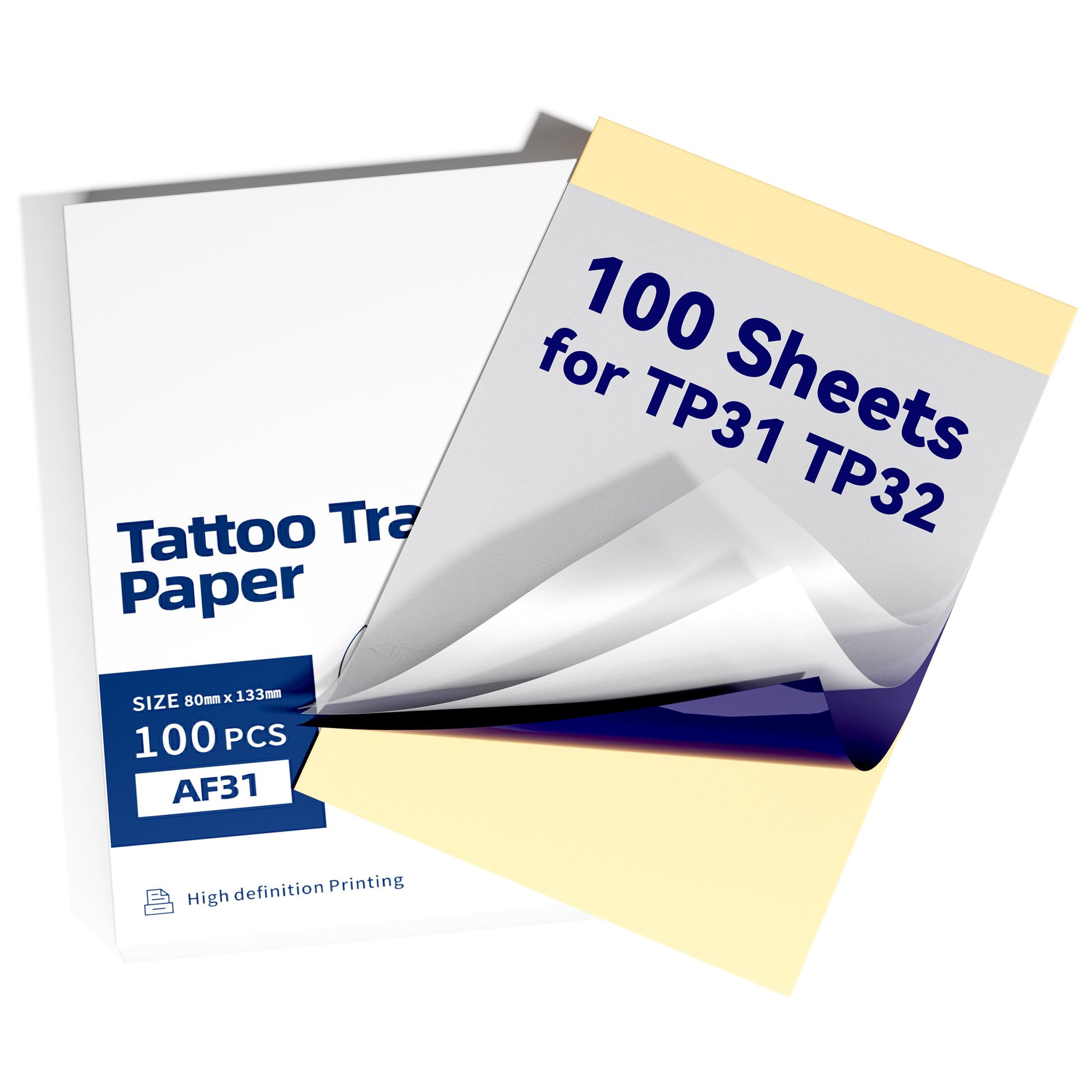 TATTMUSE Mini papel de transferencia de tatuajes de 8 x 13 cm solo para impresora de tatuajes TP31/TP32, 100 hojas, adecuado para artistas del tatuaje en tatuajes simples y tatuajes minimalistas, kit