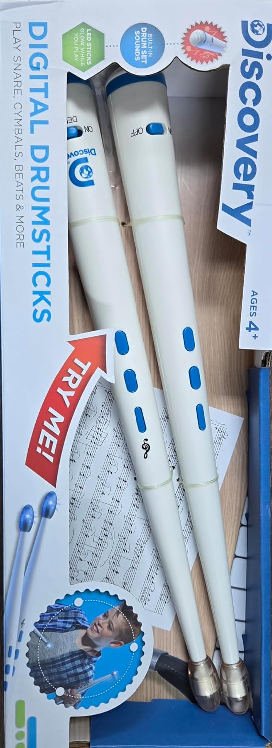 Discovery Digital Drumsticks, Electronic Musical Instrument, Ages 4+, White with Blue Accents