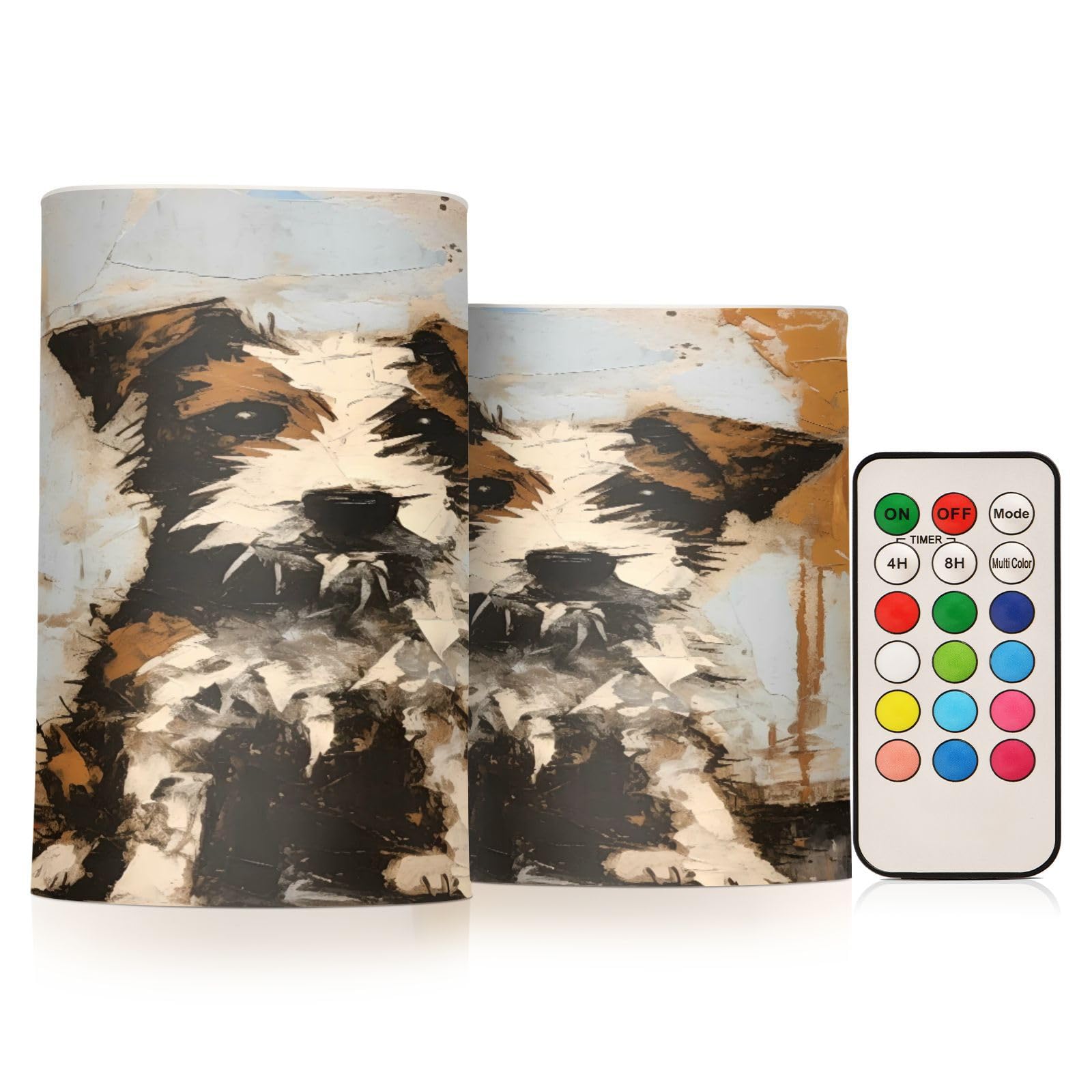 ALAZA Dog (37) Flickering Flameless Candles Battery Operated with Remote Timer,Tea Light Candles LED Pillar Votive Candles Set of 2 for Outdoor Indoor Decorations