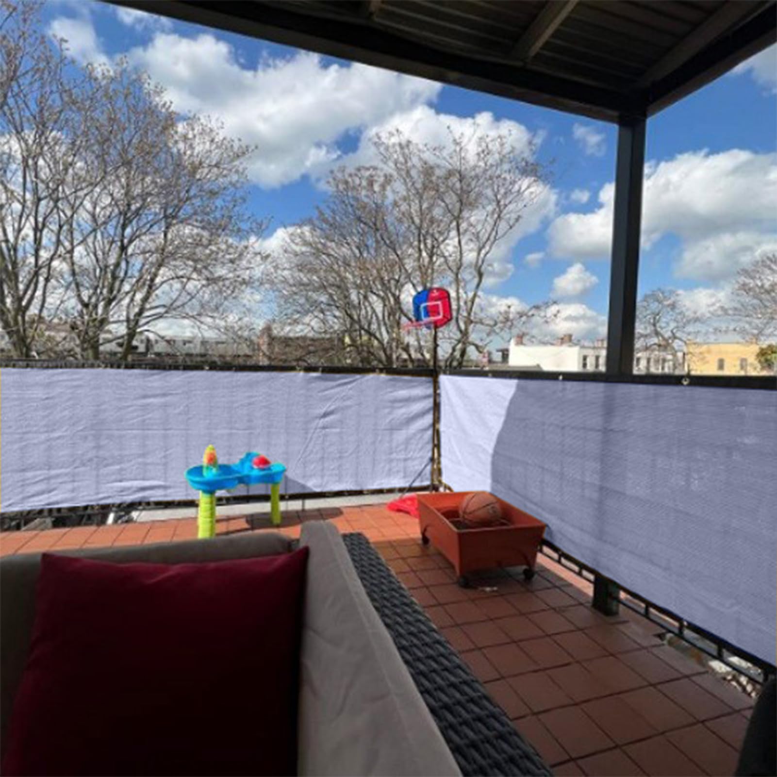 Pare-Vue Balcon d'Appartement 0.90 m x 7.50 m Toile de Protection Contre