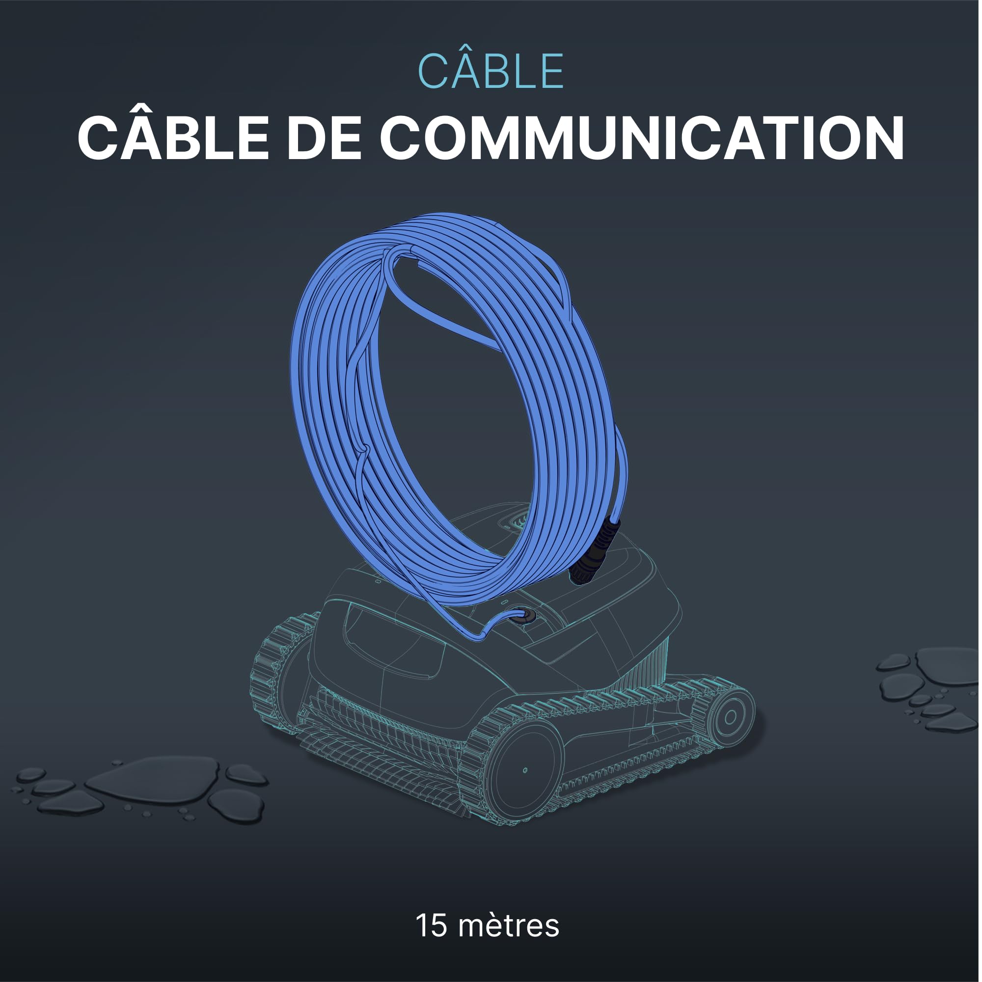 Dolphin Pièce détachée Câble Bleu de 15 mètres pour Plus de mobilité - Référence 9995884-DIY