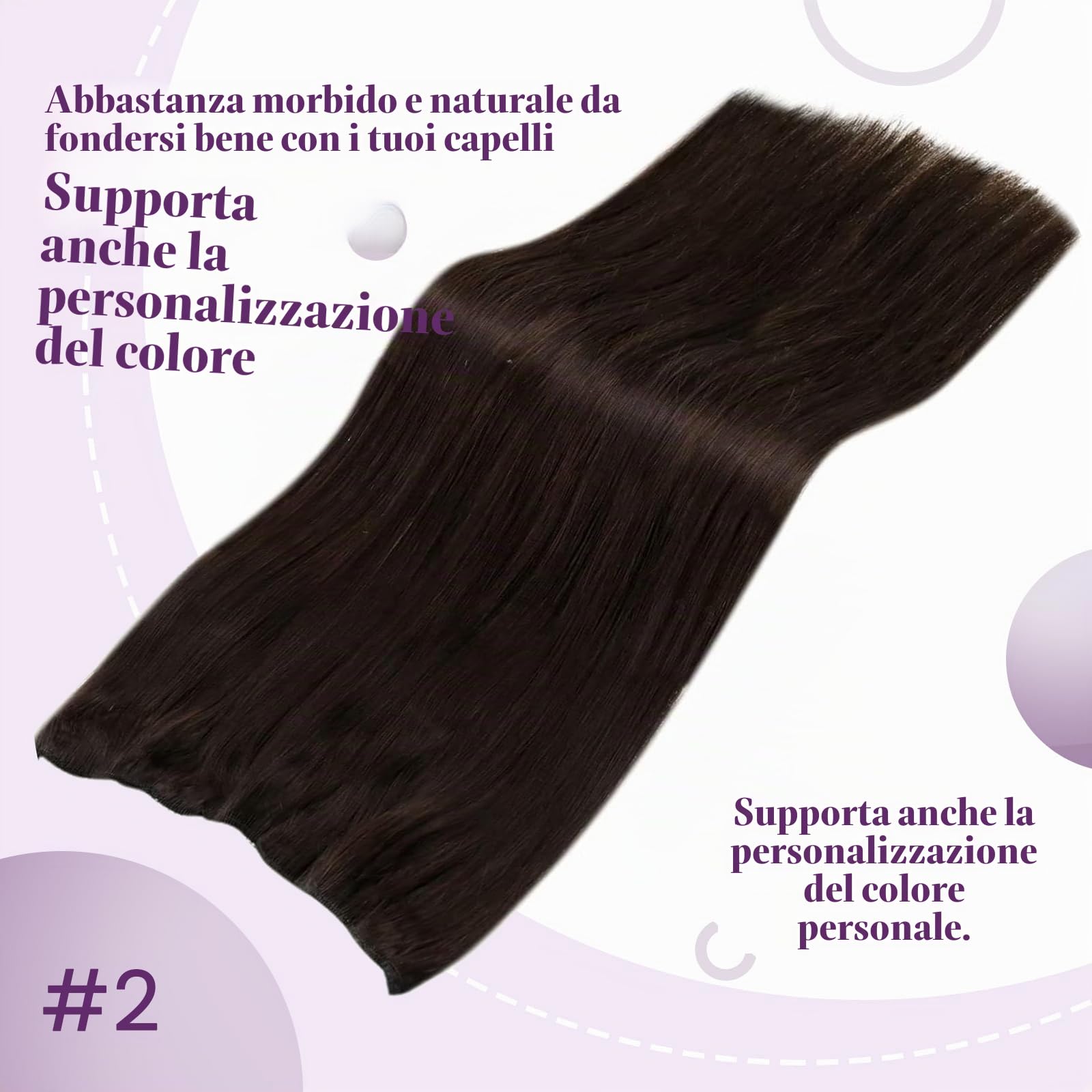 LaaVoo Extension Capelli Veri Con Filo, Castano Scuro 80g, Capelli Remy Lisci, Leggeri e Invisibili, per Uso Quotidiano, 30cm Colore 2