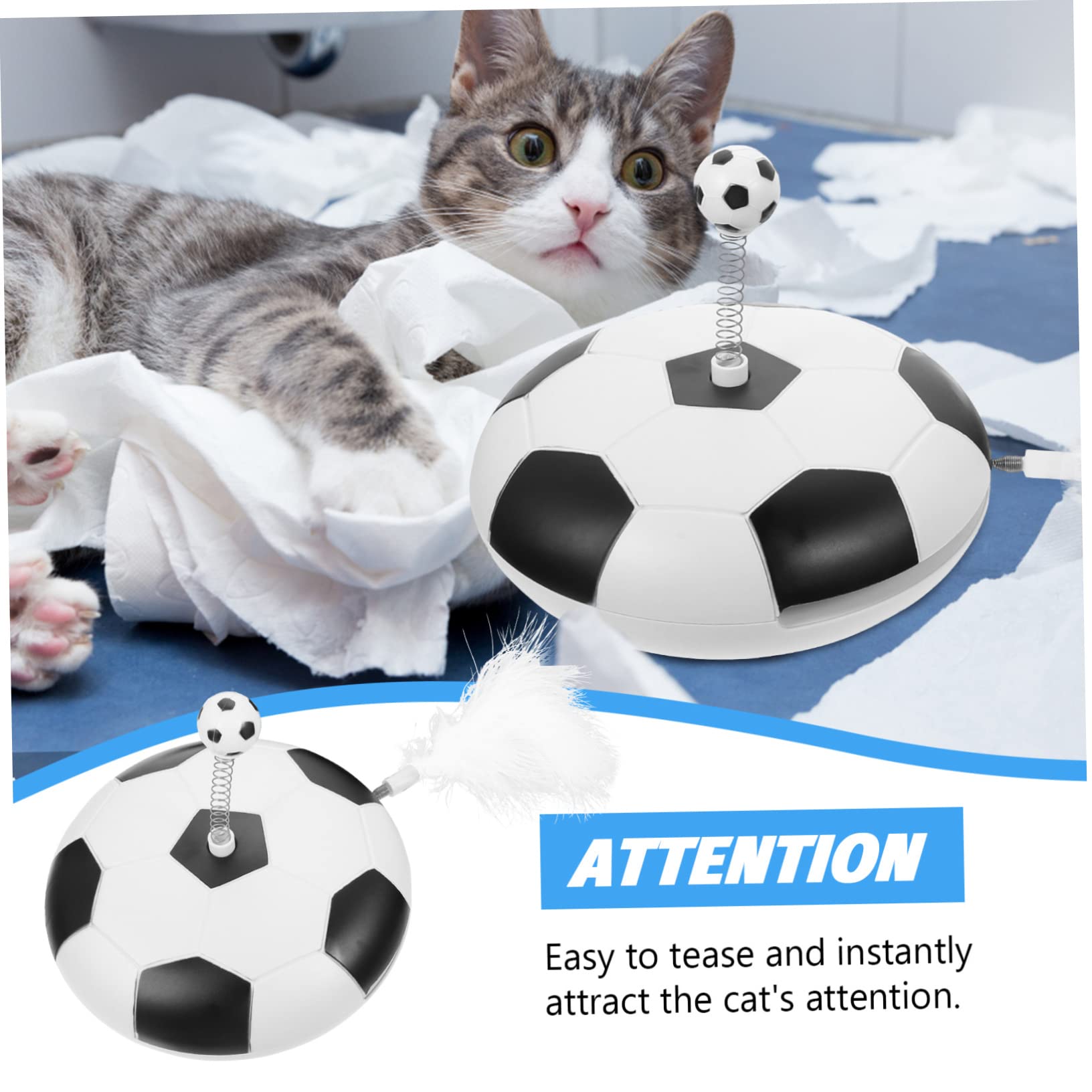 Toddmomy Giocattolo Interattivo Per Gatti Con Piume e Suoni Giocattolo Elettrico Forma Di Calcio Stimola Istinto Di Caccia e Gioco Autonomo Per Gattini e Gatti Adulti