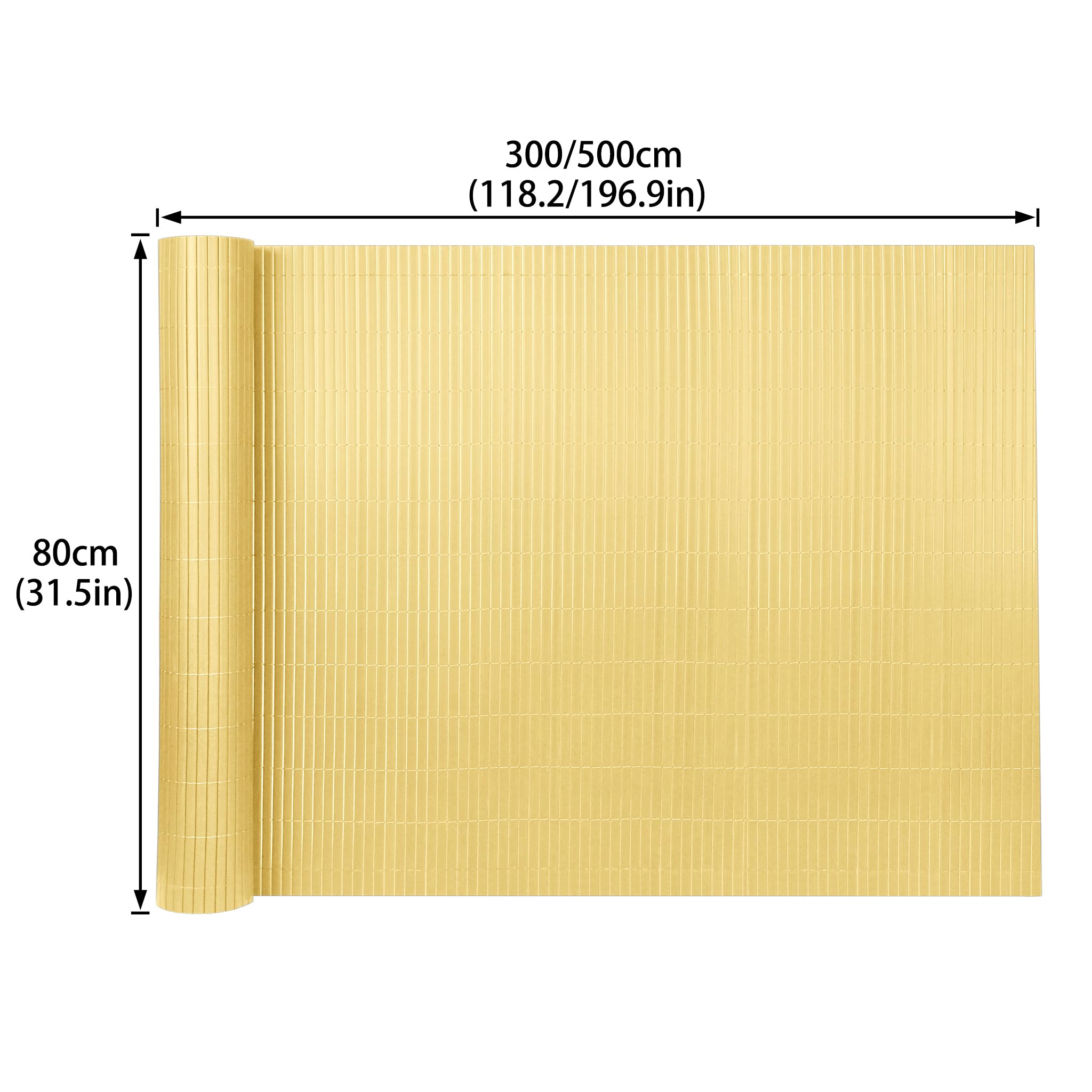YRHome Mata maskująca z PCW, 180 x 800 cm, stabilna, ogrodzenie balkonowe, ochrona przed wzrokiem, z opaskami kablowymi, ochrona przed wiatrem, odporna na działanie warunków atmosferycznych i promieni UV, na balkon, do ogrodu, na taras, bambusowa