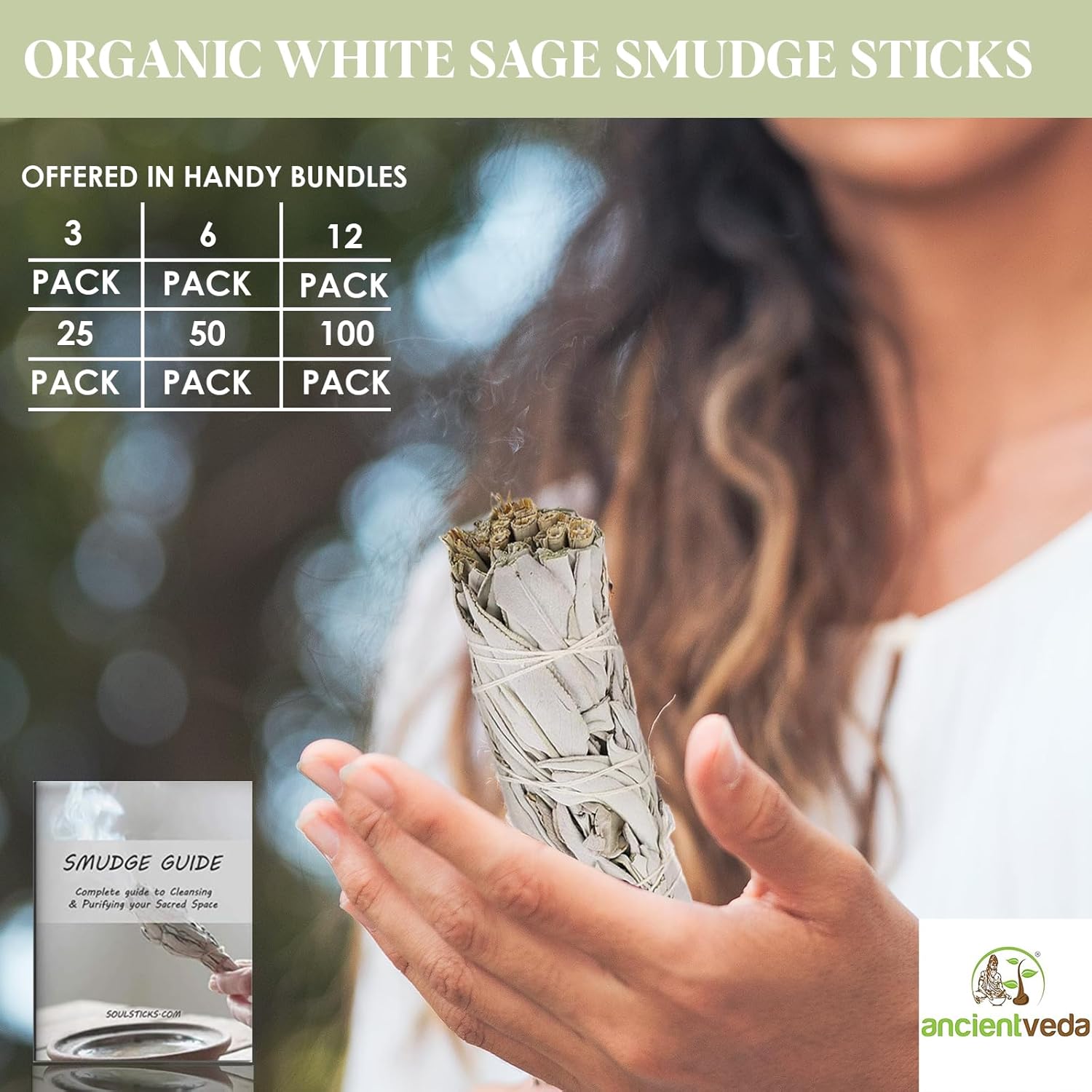 White Sage Smudge Sticks With Sunflowers - 3 Pack 4 Inch Bundles For Cleansing & Meditation