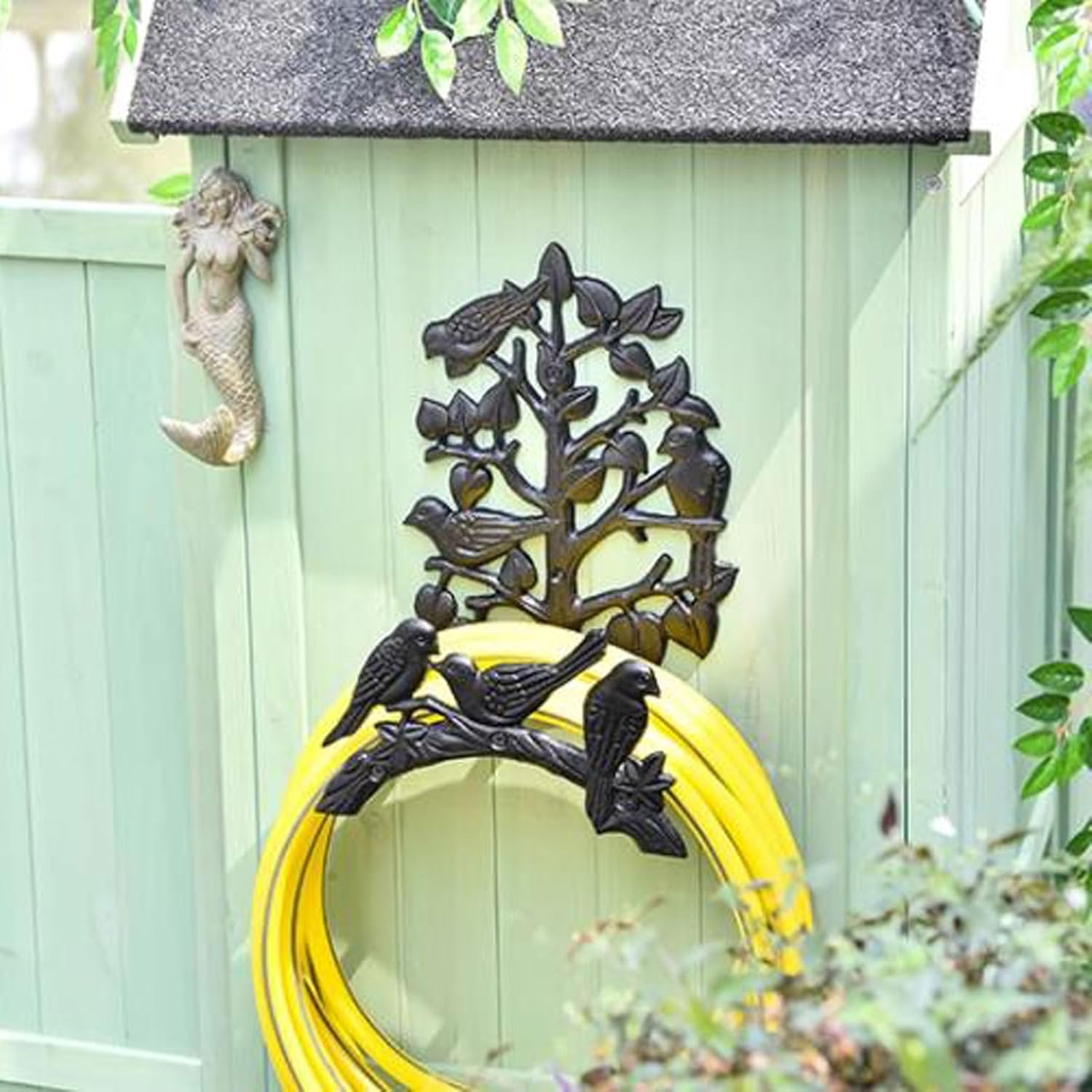 Garden Hose Holder Metal Garden Hose Holder，Heavy Duty Hose Hanger Wall Mounted Water Hose Holder for Outside Yard, Durable Hose Hooks Ideal for Water Hose, Extension Cords Garden Hose Reel(Color:#I)