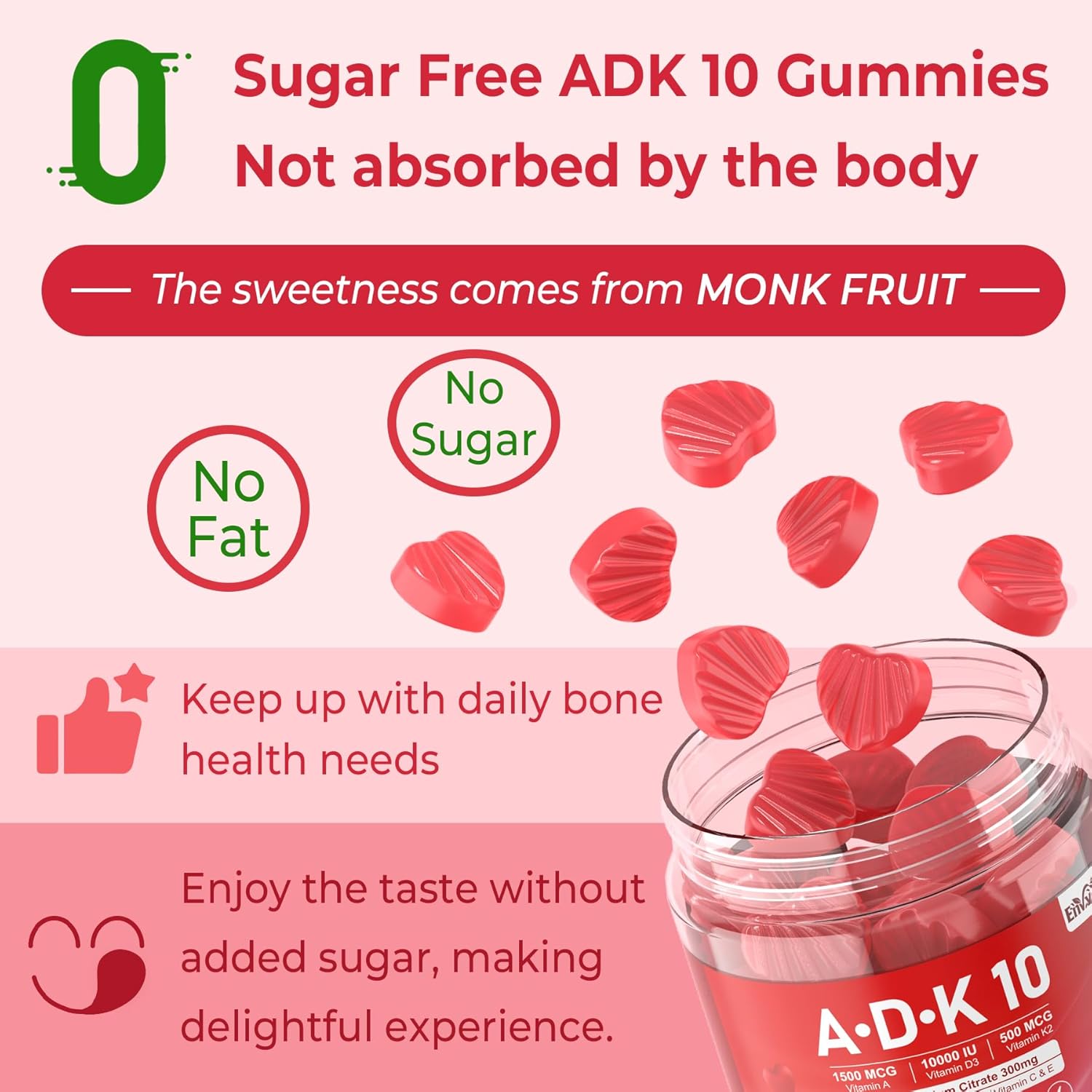 Vitamin D3 + K2 + A Gummies 5000IU/10000 IU - Vitamin D3 Con K2 Supplement with Calcium Magnesium Zinc, Vitamin C & E, High Dose Ultimate Absorbency for Bones, Muscles, Teeth, Vision, Vegan 2 Packs