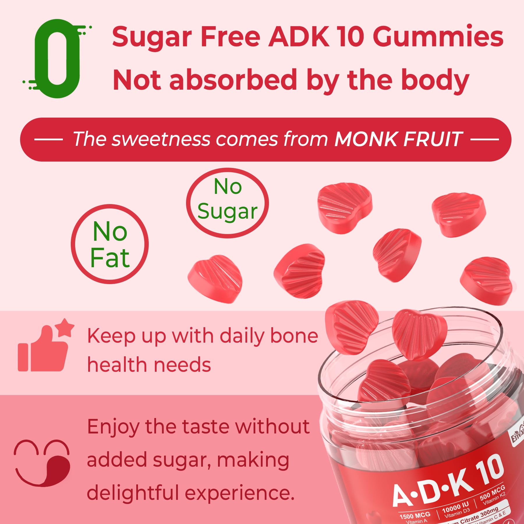 Vitamin D3 + K2 + A Gummies 5000IU/10000 IU - Vitamin D3 Con K2 Supplement with Calcium Magnesium Zinc, Vitamin C & E, High Dose Ultimate Absorbency for Bones, Muscles, Teeth, Vision, Vegan 2 Packs — Amazon image 6