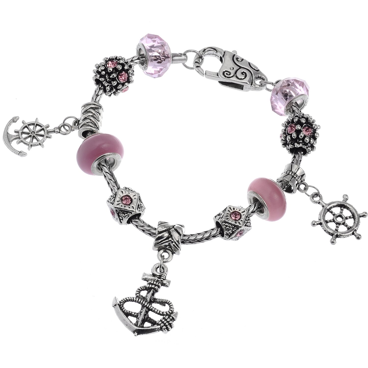 RUBYCAHandmade Inspired Snake Chain Charm Bracelet Tibetan Silver Tone Best Friends Love Jewelry