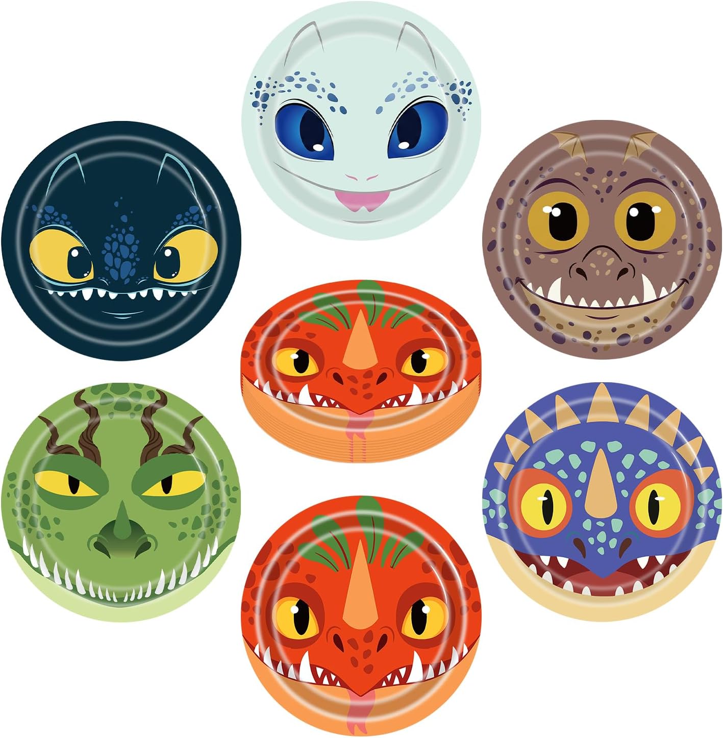 60pcs Dragon Trainer Party Supplies Watercolor Dragons Plates for Boys Baby Shower Dragon Trainer Supplies .Suitable for 60 Guests.