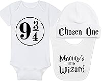 Vista 14 de Sombrero de bebé Wizard - Chosen One (tela negra - diseño dorado)