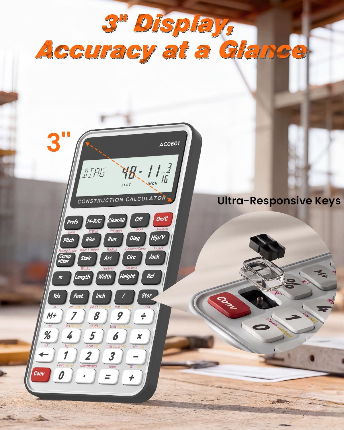 ROATEE Calculadora de construcción Plata - Calculadora industrial y científica para contratistas