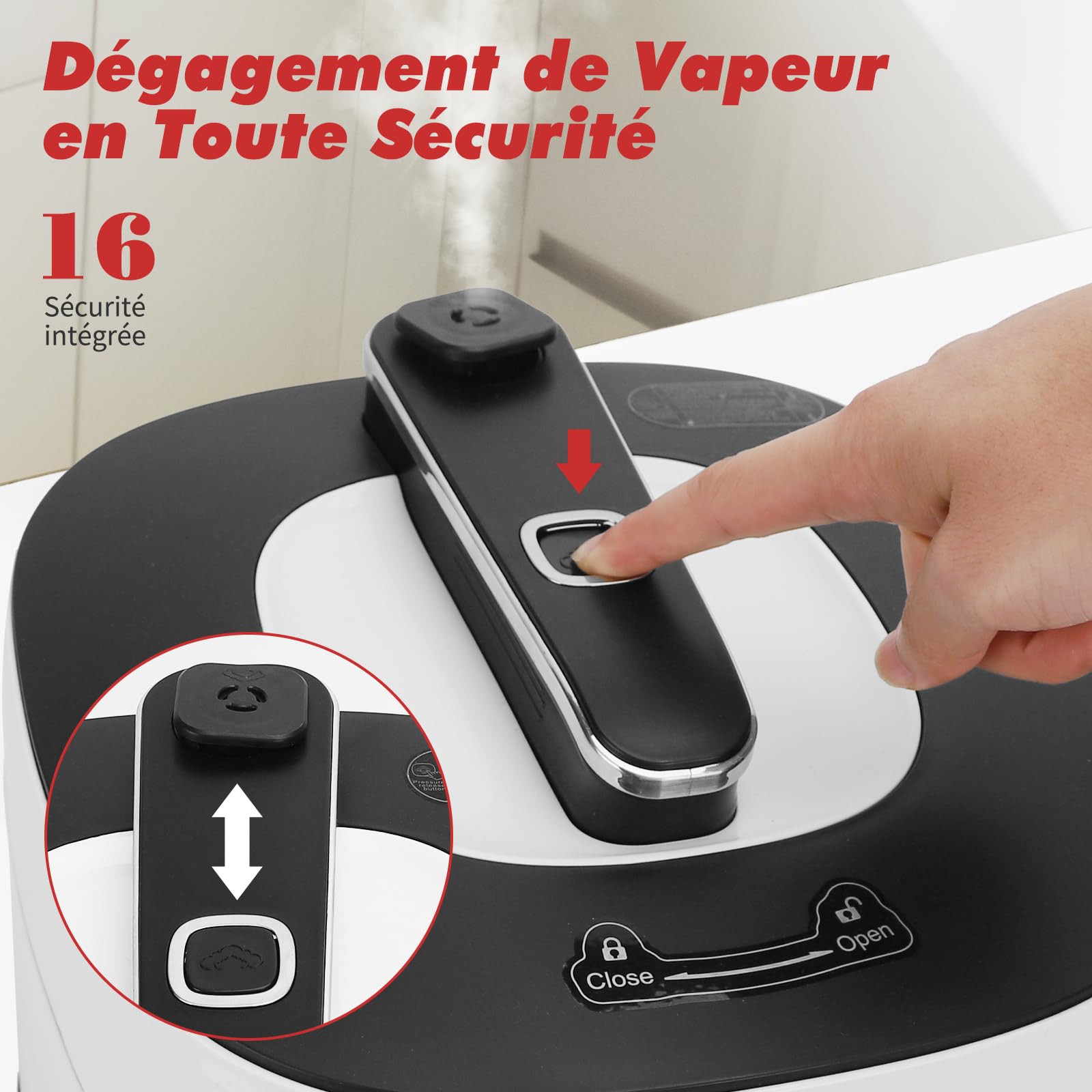 Aigostar Panda - Autocuiseur Électrique Multifonction 14-en-1, 5.5L, 1000W, Cuisson sous Pression, Cuisson Lente, Friture, Yaourt, Riz, Écran LED, Minuterie 24h, 9 Sécurités,Livré avec Accessoires