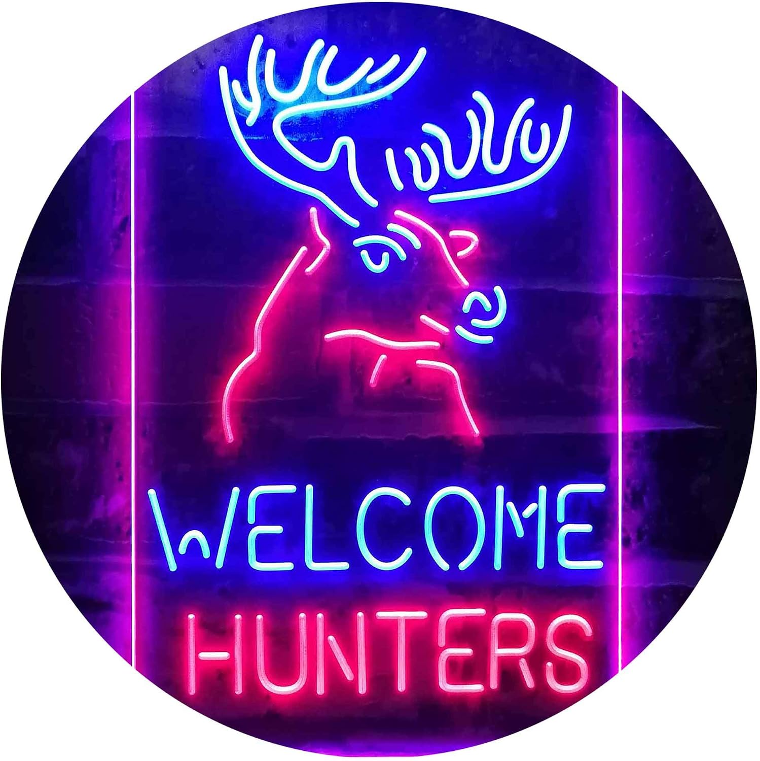 ADVPRO Welcome Hunters Deer Cabin Dual Color LED Neon Sign Blue & Red 12" x 16" st6s34-i3313-br