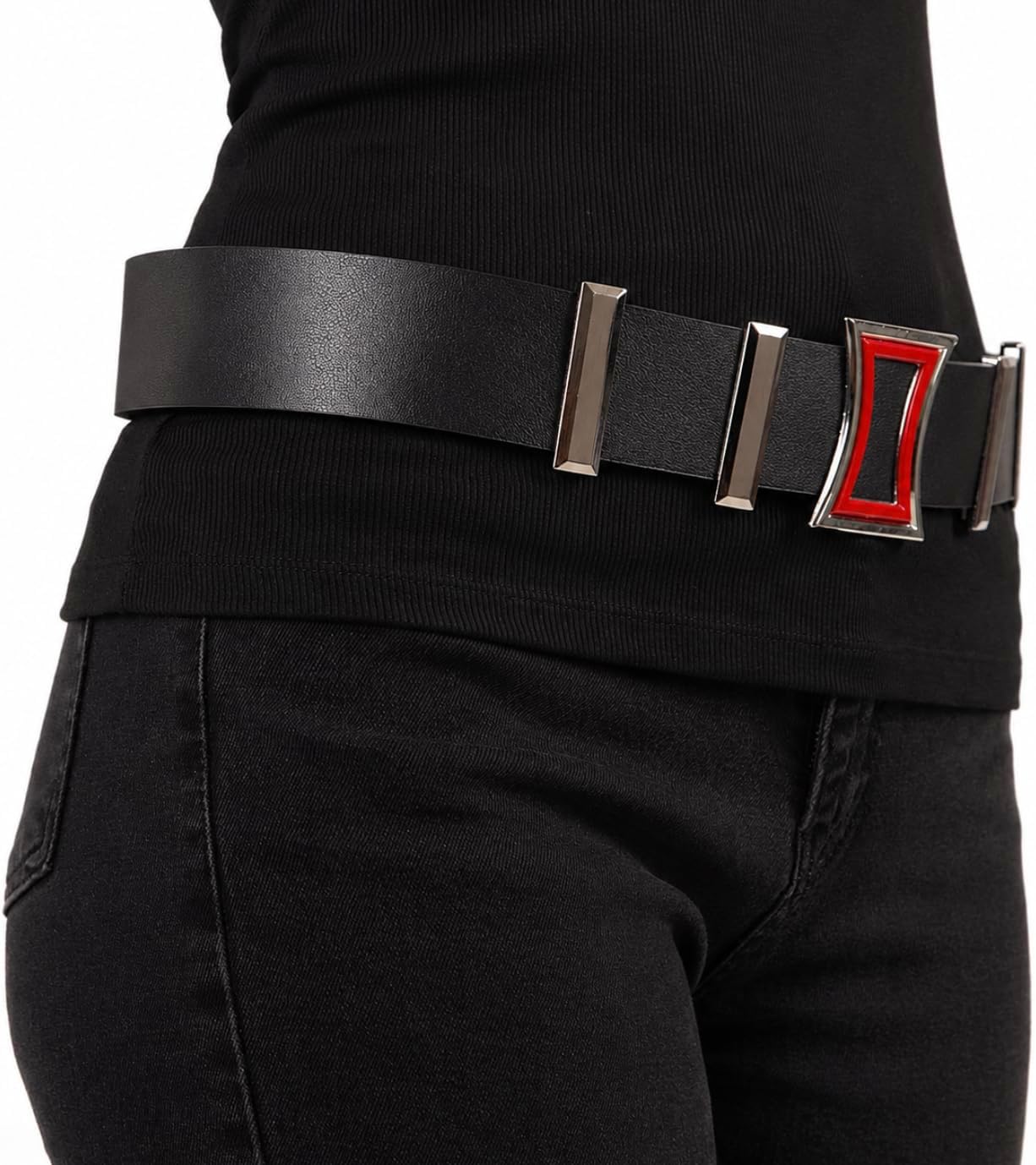 Black with Red Spy Belt for Womens Adult Mens Accessories Sexy Agent Cosplay Costumes Belts