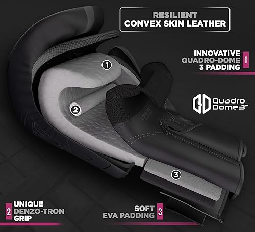 Miniatura 22 de RDX Juego de almohadillas y guantes de boxeo, Maya Hide Leather Kara Hook y Jab Curvo Focus Mitts con guantes de perforación para MMA, Muay Thai