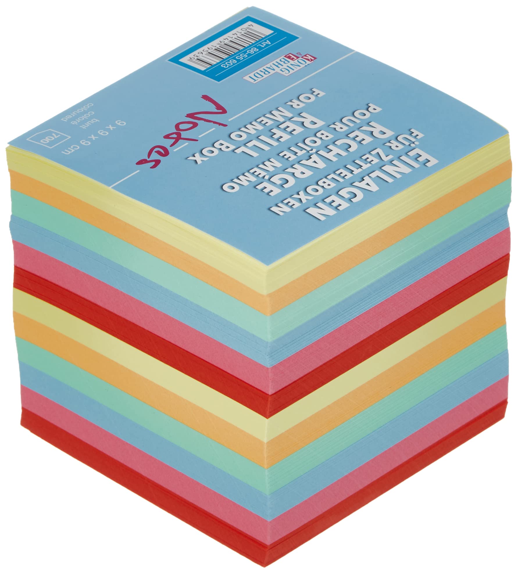 König & Ebhardt farbige Ersatzeinlage für Zettelbox 9 x 9 x 9 cm 700 Blatt