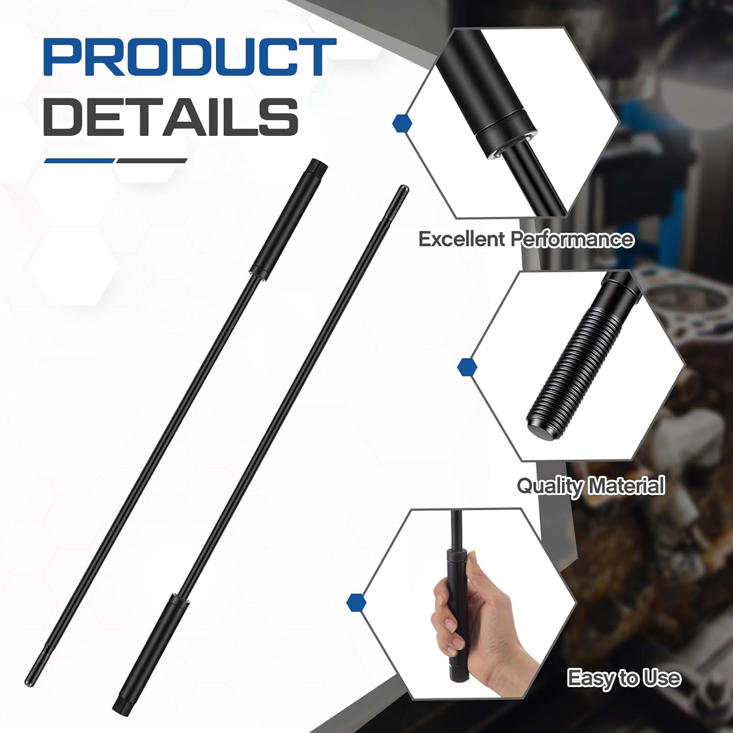 Zonon 2 Pack Milling Machine Pull Rod Compatible with R8, 7/16 Thread Draw Bar Overall Drawbar Compatible with Bridgeport Milling Machine Part