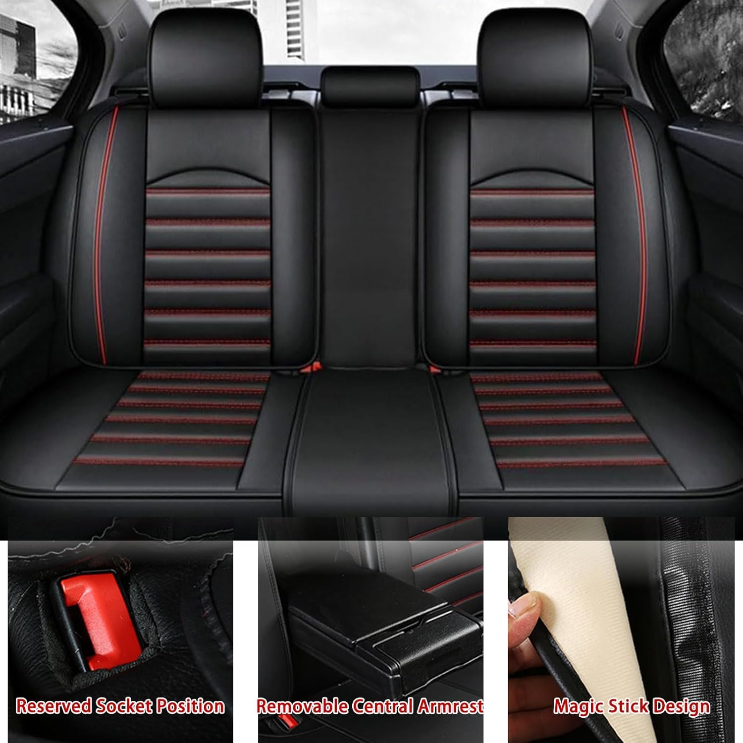 Housses De Siège Auto En Cuir Synthétique Pour Renault Austral E-Tech Hybrid 2023-2024 - Noir Et Rouge, Toutes Saisons