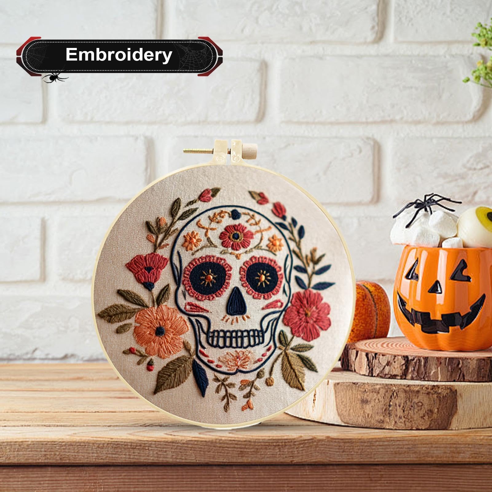 Kits De Bordado De Halloween Para Adultos Sets Completos de Manualidades de | Bordado Calavera Halloween para Principiantes Adultos para Adultos, , Mujeres, Madres, Esposas, Amantes y Ent